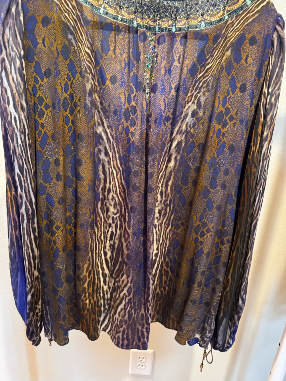 $399 CAMILLA Animalia Silk Lace-Up Blouse! Sz XXL - Picture 5 of 9
